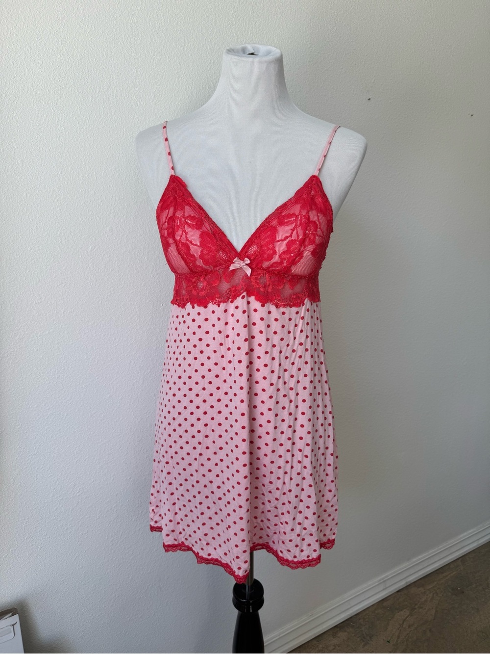 Victoria's Secret Pink Lingere with Red Lace & Polka Dots